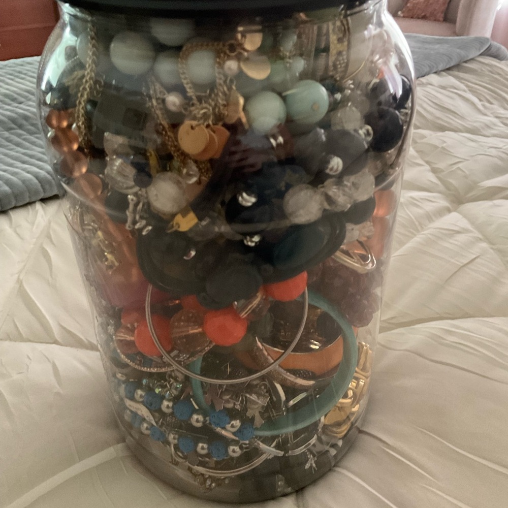 Large jewelry jar! Costume jewelry.